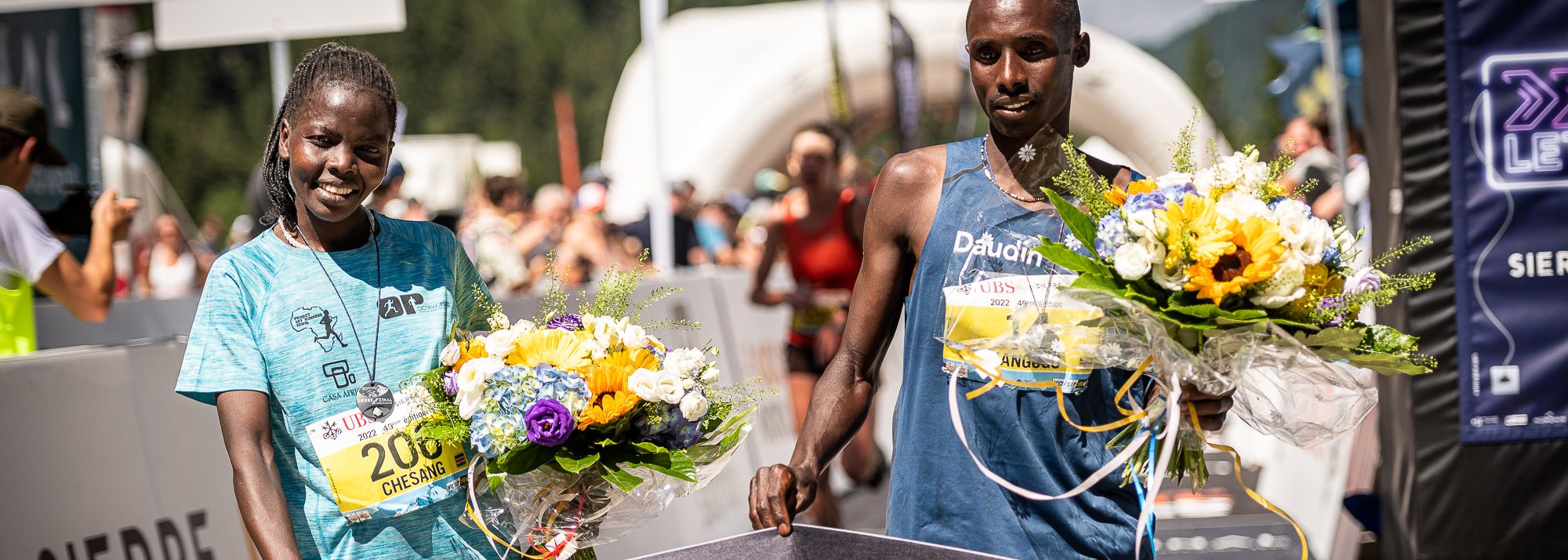 On a day of nail-biting racing in the Swiss Alps, it was Esther Chesang and Mark Kangogo who claimed victory