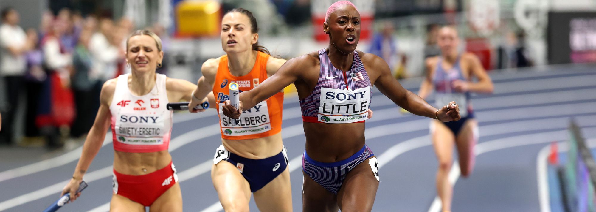 The United States duly earned a sixth win from the past nine editions of the women’s 4x400m at the World Athletics Indoor Championships Kujawy Pomorze 26.