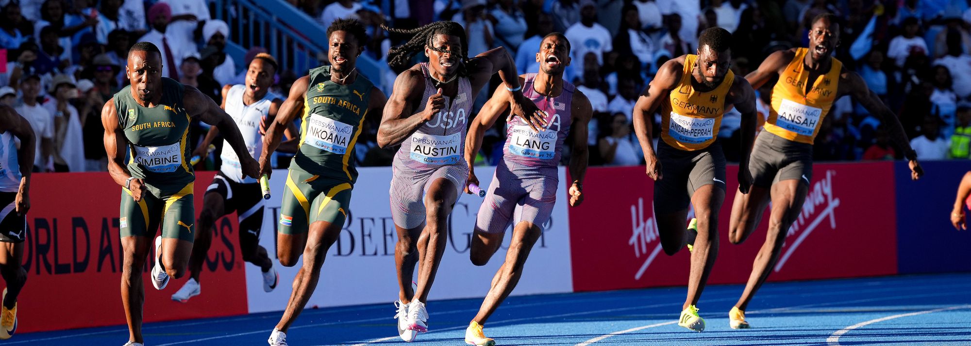 The United States turned the tables on South Africa, the nation that upstaged them at last year’s event, by winning the men’s 4x100m at the Debswana World Athletics Relays Gaborone 26 on Sunday (3).