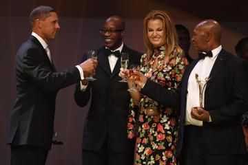 IAAF Hall of Fame members Dan o'Brien, Ed Moses, Stefka Kostadinova and Kip Keino at the IAAF Centenary Gala in Barcelona
