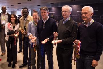 World Cross Country Champions with Seb Coe at the IAAF Heritage Cross Country Running Display in Aarhus
