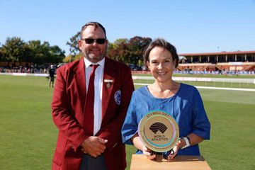 Neil Blizzard, president of Stawell Athletic Club, and The Hon. Jaala Pulford, Minister for Western Victoria