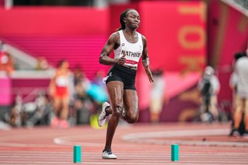 Rose Lokonyen Nathike of the Athlete Refugee Team in action at the Tokyo 2020 Olympics