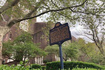 Penn Relays historical marker located on the northwest corner of Franklin Field