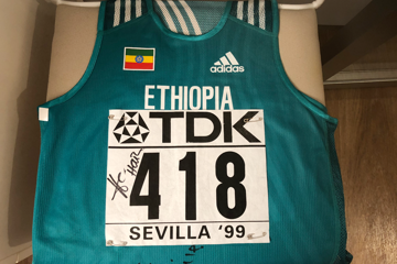 Haile Gebrselassie's vest and number from the IAAF World Championships Seville 1999